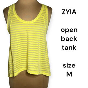 ZYIA yellow striped Nimbus split back tank sz M